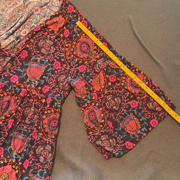 Natural Life XXL Boho Floral Flare Sleeve Babydoll Midi Dress 100% Rayon - Picture 6 of 9